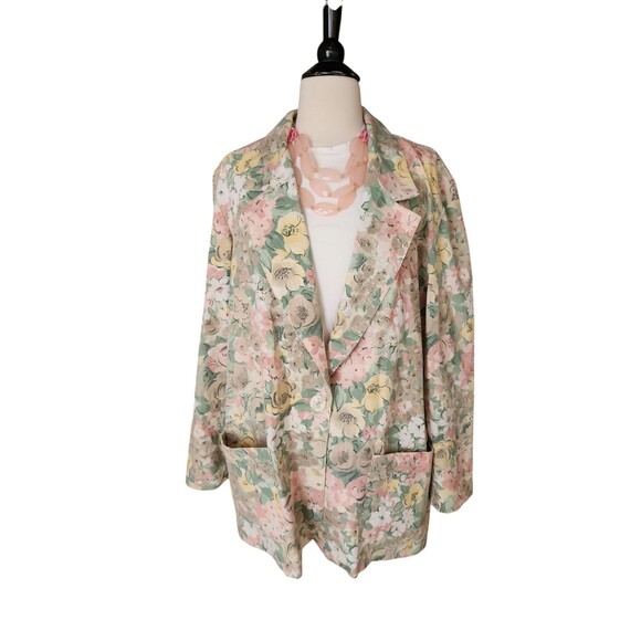 Cristin Stevens Vintage 80s Floral Cottage Country Blazer Women's Large Pastel - Picture 1 of 9